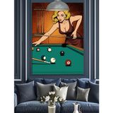 Bilardo Oynayan Kadın Dekoratif Kanvas - Mdf Ahşap Tablo