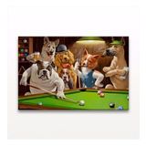 Bilardo Oynayan Köpekler Kanvas Tablo