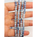 Bileklik Boy Akuamarin Taşı Küp Şekilli Faset Kesim Yarım Dizi 4.5mm 45316 18cm Uzunluğundadır