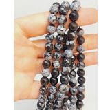 Bileklik Boy Kar Tanesi Obsidyen Taşı Faset Kesim Yarım Dizi 7.5mm 49252 18cm Uzunluğundadır