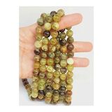 Bileklik Boy Yeşil Alacalı Lal Granat Garnet Taşı Yarım Dizi 10mm 49238 18cm Uzunluğundadır