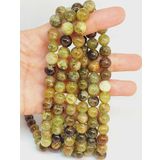 Bileklik Boy Yeşil Alacalı Lal Granat Garnet Taşı Yarım Dizi 8mm 49230 18cm Uzunluğundadır