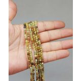 Bileklik Boy Yeşil Alacalı Lal Granat Garnet Taşı Yassı Dizi 2.5 4mm Yarım Dizi Uzunluk 17cm