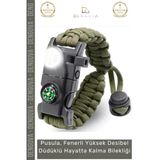 #Bileklik Taktiksel Hayatta Kalma Paracord Pusulalı Ateş Başlatıcı Dağcılık Kamp Bilekliği Haki