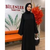 Bilenler Dubai İpeği Kesme Kristal Taşlı Fermuarlı Ferace