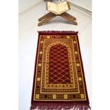 Bilenler Kadife Çiçek Desenli Seccade Bordo