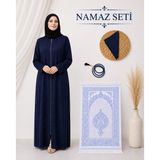 Bilenler Kadın Namaz Seti Fermuarlı Viskon Namaz Elbisesi Örtü İnci Tesbih Seccade M1001