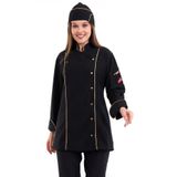 Bilenn Tekstil Kadın Aşçı Ceket 01 - Siyah-sarı Biye