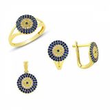 Bilezikhane Sosyete Gözlü 5.75 Gram 14 Ayar Altın Üçlü Set