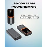 Bilfold 20000 Mah Powerbank | Çok Kablolu, Dijital Göstergeli, Yüksek Hızlı Şarj Cihazı
