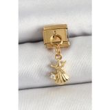 Bilfold 316L Çelik Sallantılı Zirkon Taşlı Deniz Yıldızı İstiridye Model Gold Renk Nomination Charm - Lisiny