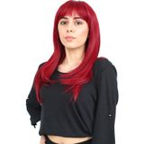 Bilfold Düz Perçemli Orta Boy Fiber Sentetik Peruk / Kızıl