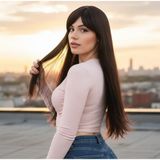 Bilfold Fiber Sentetik Uzun Düz Kahküllü Peruk / Kahverengi