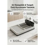 Bilfold Gri Bulaşıklık Tabaklık Bardaklık Kaşıklık Tezgah Üstü Mutfak Organizeri Standı