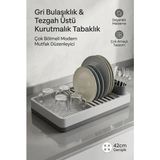 Bilfold Modern Kurutmalık Tabaklık Gri Tezgah Üstü Bulaşıklık Bardaklık Standı Mutfak