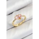 Bilfold Pirinç Zirkon Taşlı Pembe Model Gold Renk Kadın Yüzük