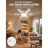 Bilfold Tavan Vantilatörü Sessiz Motorlu Uzaktan Kumandalı LED Aydınlatma Güçlü Serinletme