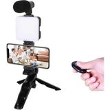 Bilfold Telefon Tutucu LED Işıklı Kumandalı Mikrofon Telefon Vlog Video Kayıt