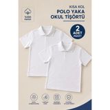 Bilge Trend 2 ADET Kız Erkek Çocuk Polo Yaka Kısa Kollu Okul T-Shirt , Lakost Tişört