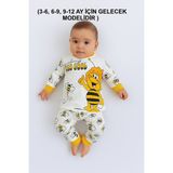 Bilge Trend Arı Maya Desenli %100 Pamuklu Penye Çocuk Pijama Takımı - Beyaz - Sarı - 3 - 4 Yaş