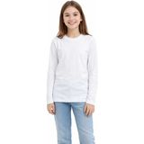Bilge Trend Beyaz Uzun Kol Bisiklet Yaka Penye Tişört , Okul T-Shirt - 13 - 14 Yaş