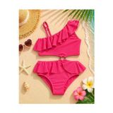 Bilge Trend Kız Çocuk Fuşya Tek Omuz Deniz Ve Havuz Kullanımına Uygun Bikini Takımı