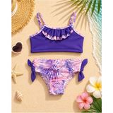 Bilge Trend Kız Çocuk Mor Fırfırlı Deniz ve Havuz Kullanımına Uygun Bikini Takımı - 3 - 4 Yaş