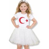 Bilge Trend Kız Çocuk Türk Bayraklı Tişört , Tütü Etek Kombini , 23 Nisan 29 Ekim Etkinlik Gösteri Kıyafeti - Beyaz - 12 Yaş