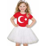 Bilge Trend Kız Çocuk Türk Bayraklı Tişört , Tütü Etek Kombini , 23 Nisan 29 Ekim Etkinlik Gösteri Kıyafeti - Beyaz - Kırmızı - 14 Yaş