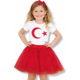 Bilge Trend Kız Çocuk Türk Bayraklı Tişört , Tütü Etek Kombini , 23 Nisan 29 Ekim Etkinlik Gösteri Kıyafeti - Kırmızı - Beyaz - 8 Yaş