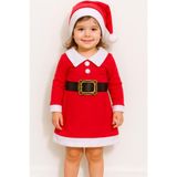 Bilge Trend Kız Çocuk Yılbaşı Chrıstmas Temalı Polar Noel Baba Kostüm Yılbaşı Hediyelik - 1 - 2 Yaş - Kırmızı