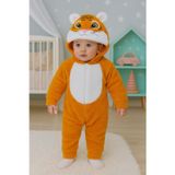 Bilge Trend Kız Erkek Çocuk Welsoft Peluş Kaplan Nakışlı Kapüşonlu Tulum , Uyku Tulumu BilgeTrend 10919