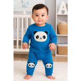 Bilge Trend Panda İşlemeli % 100 Pamuklu Penye Bebek Pijama Takımı