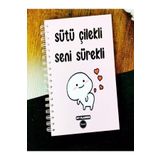 Bilger Konuşan Ajanda 17x24 Spiralli Stickerli Kuşe Kağıda Tarihsiz Ajanda Sütü Çilekli Seni Sürekli, Çok renkli, BİLGER103