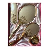 bilginçeyiz Gold Ayna Tarak Takımı Elbise Fırçası Bohça Çeyiz Seti Ayna Tarak 4 Parça