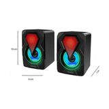 Bilgisayar Hoparlörü Rgb LED Işıklı Gaming Oyuncu Hoparlörü 3.5mm Jack USB Speaker 1+1 Ses Sistemi - Siyah