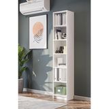Bili Kitaplık 5 Raflı Dar Çok Amaçlı Ofis Salon Kitap Dosya Rafı Beyaz