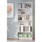 Bili Kitaplık 5 Raflı Geniş Çok Amaçlı Ofis Salon Kitap Dosya Rafı Beyaz Beyaz