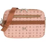 Bilik Deri Monogram Kadın Çapraz Askılı Çanta - Pembe-Taba