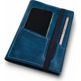 Bilikolik Hakiki Deri El Yapımı A5 Defter Kılıfı (İsim Yazılır) Telefon Cepli Ajanda Organizer, Defter Hediyeli (Mavi)