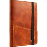 Bilikolik Hakiki Deri El Yapımı A5 Defter Kılıfı (İsim Yazılır) Telefon Cepli Ajanda Organizer, Defter Hediyeli (Turuncu)