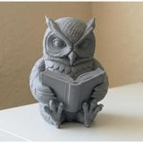Bilimsel Baykuş Dekoratif Biblo - Bilge Baykuş Heykelciği - Masa Üstü Kitap Okuyan Figür - Ofis ve Kütüphane Aksesuarı Hediyelik The Scholarly Owl – Bookworm Desk Companion