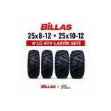 Billas 25x8-12 25x10-12 ATV Lastik Seti Ön Arka 6PR Off Road