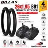 Billas 26X1.95 B81 Bisiklet Lastik Seti 2 Adet Dış Lastik + 2 Adet İç Servis Lastik 26 Jant Mtb Şehir Bisikleti Uyumlu