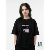 Billie Eilish Hit Şarkılar Tasarımlı Premium Baskı Kaliteli %100 Pamuklu Oversize Tişört - Siyah - XL