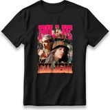 Billie Eilish Pink Tişört Model Baskılı Oversize Unisex %100 Pamuklu Kalın Kumaşlı T-Shirt - Siyah