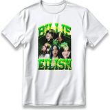 Billie Eilish Tişört Model Baskılı Oversize Unisex %100 Pamuklu Nefes Alan Kalın Kumaşlı T-Shirt - Beyaz - XL