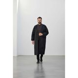 bilqasmi Erkek Uzun Klasik Kürk Palto Görünümlü Kışlık Dış Giyim Unisex - Siyah - Standart