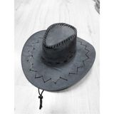 bilqasmi Süet Fötr Şapka Kovboy Tarzı, Ayarlanabilir Ipli, Unisex Şapka - Standart - Füme