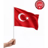 Bilsan Sopalı Türk Bayrağı 40X60 cm - Alpaka Kumaş (50 Adet)